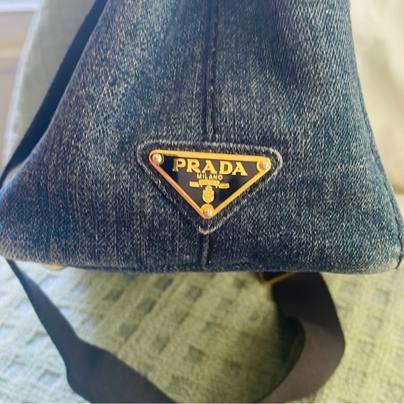 🎄Sale! Today only🎄Authentic Prada Canapa Tote in Blue Denim - Picture 4 of 10